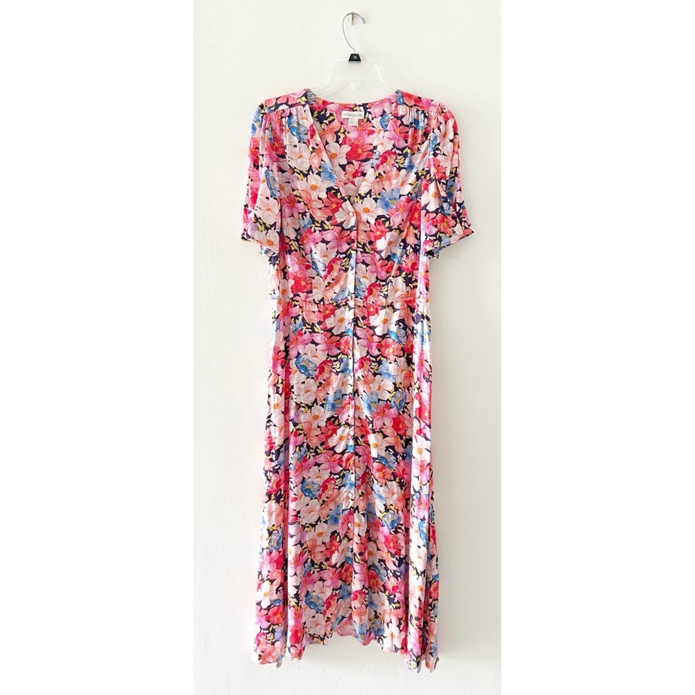 Monsoon UK Floral Colorful Button Down Short Sleeve Midi Dress Size US 8 - Picture 3 of 8